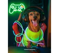 Composition Notebook: Cute Dachshund Gamer, 120 College Ruled Pages, 7.5 x 9.25 in, Long Play Neon Wiener Dog Gaming Journal: Funny Dog School ... Game Notebook for Students, Doxie Lover Gift