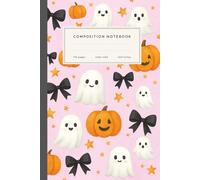 Composition Notebook: Cute Halloween Ghost Notebook with Bows - Pink Coquette Spooky Journal | Wide Ruled | Glossy Hardcover 6 × 9 in | 110 Pages | Perfect Gift for School & Journaling