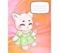 Composition Notebook: Cute Kawaii Dress Up Cats: Wide Ruled Aesthetic Pastel Kittens Journal for Girls and Teens, Liquid Marble Pink School Notebook, 7.5 x 9.25 in, 100 Pages