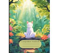 Composition Notebook: Cute Meditating Cat in Forest | college ruled Notebook For School, College, Office, Work | Wide Lined