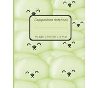 Composition Notebook | Cute pastel green teddy bears | Wide ruled | 110 pages | 7.5 X 9.25 inches