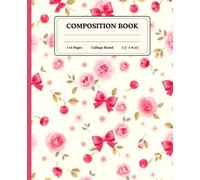 Composition Notebook - Cute Pink Coquette Bows with Cherries & Floral Design | For Girls, Teens & Women | 7.5in x 9.25in, 110 College-Ruled Pages, Paperback