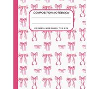 Composition Notebook: Cute Preppy Aesthetic Wide Ruled Journal for Girls, Kids & Teens - Hot Pink Glossy Coquette Bows Pattern, Y2K Cool Girly School Supplies, Back to School Gift