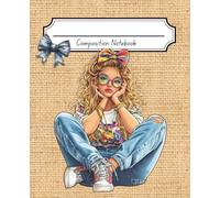 Composition Notebook: Cute Preppy Girl Design, Wide-Ruled Lined Pages with Numbered Pages, Index Page, Elegant & Aesthetic Journal for Woman, Teen ... to School, College, University, Work, Office.