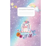 Composition Notebook: Cute Rainbow Unicorn Wide Ruled Primary Copy Book, Girls Kids Elementary School