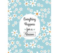Composition Notebook: Cute white and orange flowers on light blue background and a motto | wide ruled pages