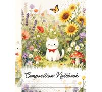 Composition Notebook: Cute Wild Floral Mushroom Cat | Wide Ruled Notebook | Trim Size 8.5 x 11 inch | 120 pages | For Kids, Teens, and Adults
