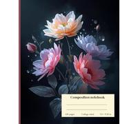 Composition notebook: Dark academia pink floral aesthetic design notebook | college ruled | 120 pages | 7.5×9.25 inches