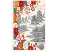 COMPOSITION NOTEBOOK: Ethereal Blooms and Mist Hardcover Notebook | Traditional Chinese Landscape Art Journal 6x9 | Luxury Asian Floral & Shanshui Aesthetic Stationery 160 Pages