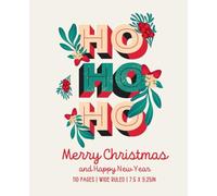 Composition Notebook: Festive "HoHoHo" Christmas Holiday Theme Background: Wide Lined Notebook | 110 pages | 7.5 x 9.25 inches