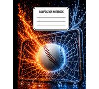 Composition Notebook: Fire and Water Baseball Cover, College Ruled Lined Paper Journal for Boys, Kids, Teens & Sports Fans, 110 Pages, 7.5 x 9.25 in