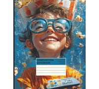 Composition Notebook for Kids: Fun Cartoon Movie Theme with Popcorn & Smiley Background - Colorful Glasses Character Cover - College Ruled Writing ... for School, Journaling & Creative Writing