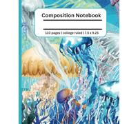 Composition Notebook for sea life lovers, girls, boys, woman, men, teens, children, Aesthetic background, sea life college ruled composition notebook, 110 pages, 7.5x9.25 inch
