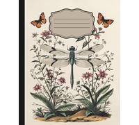 Composition Notebook for Students | College Ruled School Notes Journal: Vintage Dragonfly & Butterfly Illustration: Vintage Illustration Aesthetic College Ruled Notebook for Students
