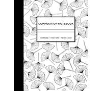 Composition Notebook: Hand-Drawn Ginkgo Biloba Leaf Pattern, 1/4 inch grid, 100 pages, for Teens and Adults