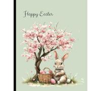 Composition notebook: Happy Easter, Spring Easter Bunny Aesthetic | Wide ruled, 7.5 x 9.25, 110 Pages | For kids, teens