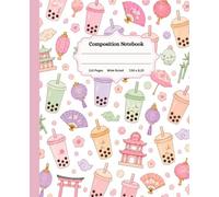 Composition Notebook: Kawaii Boba Milk Tea Bubble Tea Journal for Girls Boys Teens Wide Ruled Cute Japanese Chinese Aesthetic Notebook 110 Pages