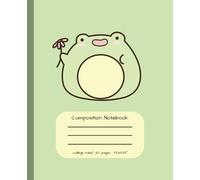 Composition Notebook: Kawaii Frog with Flower | College Ruled Lined Notebook | Cute Lined Journal for School, Office, Work | 7.5x9.25 inch