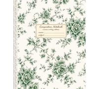 Composition Notebook: Mid-Ruled Interior | Cursive Writing Notebook | Garden Green Toile & Lace Spine Printed Design | 120 Pages | 7.5 x 9.25
