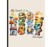 Composition notebook: My Heart is in Portugal, Brushstroke Art Aesthetic | College ruled, 7.5 x 9.25, 110 Pages | For kids, teens, and adults