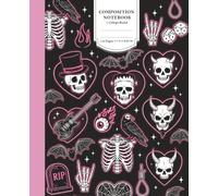 Composition Notebook: Neon Pink Punk Goth Skulls and Guitar - College Ruled, 110 Pages, 7.5 x 9.25 Inch - Bold Emo Rock Alternative Aesthetic Journal for Teens