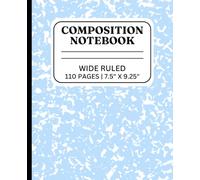 Composition Notebook: Pastel Light Blue Marble, 110 Wide Ruled Pages, 7.5" x 9.25" | Includes Class Schedule & Multiplication Table