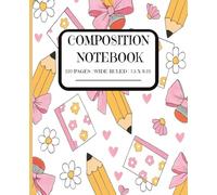 Composition Notebook: Pencil Petals: Feminine Floral Notebook with Hearts & Bows for Teens & Students | Soft Pink Floral Journal for Writing, Planning ... bows for teens | 7.5 x 9.25inches 110pages