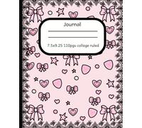 Composition Notebook: Pink Bows and Black Lace Gothic Style Journal| 110 page college ruled paper 7.5" x 9.25": Ai Free, Hand Drawn Pattern