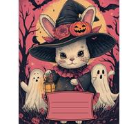 Composition Notebook: Pink Vintage Halloween Illustration Journal with 110 College Ruled Pages 7.5x9.25: Step into a World of Spooky Autumn Magic With Cute Rabbit