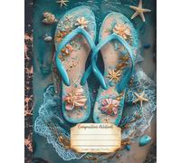 Composition Notebook: Premium College Ruled Neon Blue Summer Notebook | Turquoise Flip Flops Illustration | Gift for Nature Lover | Daily School University and Work Journal