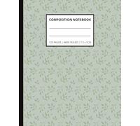 Composition Notebook: Pretty Blue Marble Journal | Light Green Aesthetic Leaf Pattern | Wide Ruled Notebook | Composition notebook wide ruled, 7.5 x 9.25, 120 pages, For teens, adults