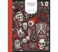 Composition Notebook: Red and Black Punk Rock Tattoo Flash Skulls - College Ruled, 110 Pages, 7.5 x 9.25 Inch - Dark Gothic Alternative Aesthetic Journal for Teens and Boys