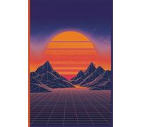 Composition Notebook: Retro Synthwave Sunset Landscape | 80s Aesthetic Vaporwave Grid Mountains | 100 Pages Wide Ruled 6x9 | Outrun Neon Purple & Orange Journal for Gamers, Teens, and Music Lovers