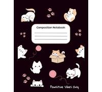 Composition Notebook Ruled: Cat Journal for Girls - Black Cover with Playful Kittens, Pawsitive Vibes Only