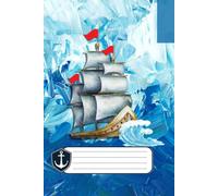 Composition Notebook: Sailboat with watercolor waves: Notebook for school, kids, teens, adults, and sea and sailing lovers 6” x 9” - 120 Pages - wide ruled