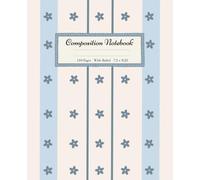Composition Notebook: Shabby Chic Coquette Aesthetic French Stripe | 110 Wide Ruled Pages, 7.5 x 9.25 | Cute Vintage Pastel Blue Wallpaper Journal for School & Writing