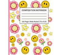 Composition notebook smile face: Aesthetic Preppy Notebook Smiley Faces For Teen Girls Smiley Faces