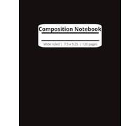Composition Notebook | Solid Black Composition Notebook | Back to School Notebook, Wide-ruled, 120 pages, 7.5 x 9.25