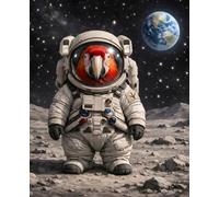 Composition Notebook: Space Zoo Parrot Astronaut: Wide Ruled School Notebook for Kids, 110 Pages, 7.5 x 9.25 in, Galaxy Space Theme Journal (Space Zoo Collection)