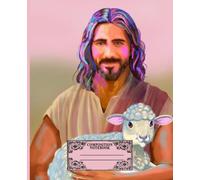 Composition Notebook: Tender and loving cover image of Jesus and lamb from Psalm 23:1 "The Lord is my Shepherd."