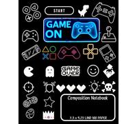 Composition Notebook | Video Game Player | Black | Blue| Kids | Boys | Girls | Lined | Cute | Journal | Grade | Decorative | Soft Cover: SIZE 7.5 x 9.25 LIND 100 PAPER