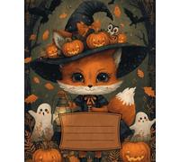 Composition Notebook: Vintage Halloween Illustration Journal with 110 College Ruled, White Pages 7.5x9.25: Step into a World of Spooky Autumn Magic With Cute Spooky Fox