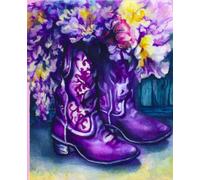Composition Notebook: watercolor purple Cowgirl Boots Western Floral Journal for school and office, College Ruled Lined Notebook, Original Art by Debbie Dean