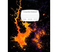 Composition Notebook Wide-Ruled 110 Pages 7.5" x 9.25": Abstract Neon Orange and Purple Splatter Aesthetic Cover Journal for School, College, and Writing