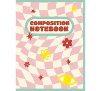 Composition Notebook: Wide Ruled, 110 Pages, Aesthetic Pink & Cream Wavy Checkerboard Pattern, Retro Cute Journal for Teen Girls for School