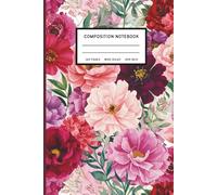 Composition Notebook Wide Ruled: 6 x 9 Inches Bold Bloom Aesthetic Journal - Deep Red, Burgundy & Blush Pink Peonies with Lush Greenery, Elegant ... College, Office & Everyday Writing, 120 Pages