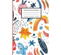 Composition Notebook Wide Ruled: 6 x 9 Inches Kawaii Cute Doodles Journal - Smiley Stars, Rainbows & Fruit on White Background, Fun Aesthetic School ... Girls, Teens & Creative Writing, 120 Pages