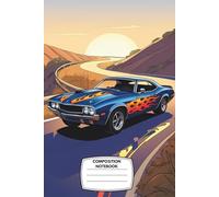 Composition Notebook: Wide Ruled, 6x9”, 120 Pages - Retro Muscle Car Cover with Classic Flames and Chrome Detail - Perfect for Car Lovers, Gearheads, or School Notes with Horsepower