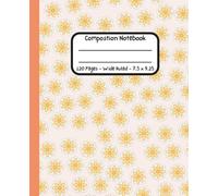 Composition Notebook Wide Ruled: 7.5 x 9.25 Inches, Cute Yellow Daisies on Soft Peach Background, Pastel Floral Aesthetic Journal for School, College & Work, 120 Pages