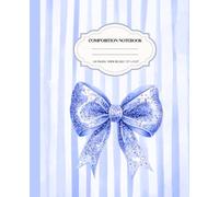 Composition Notebook Wide Ruled: Cute & Aesthetic Girly Checkered Coquette Blue Bow Journal for Women, Teen Girls, Back to School, College, University, Work, Office